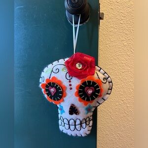 Dia De Los Muertos Sugar Skull Felt Doorknob Decoration